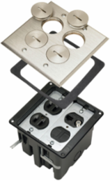 Tamper-Resistant Floor Box Assembly, Dual-Voltage, Two Gang for Wood Sub-Floors