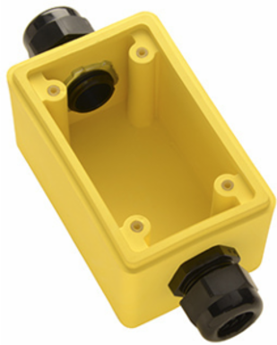 Watertight Deep Yellow Back Box, 3-1/4 Inch NPT for Duplex Receptacles, UL Listed