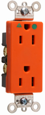 Isolated Ground 15A Hospital Grade Receptacle, 125V, Orange, 1.322 Inch Width
