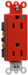 Isolated Ground Hospital Grade Receptacle 15A 125V Red, 0.833 Inch Depth