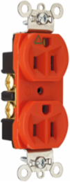Heavy Duty Isolated Ground Duplex Receptacle 15A 125V Orange, 2.635 Inch Height