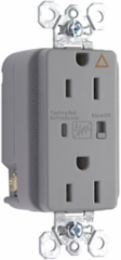 Isolated Ground Surge Protective Duplex Receptacle, 15 Amp, 125 Volt, Gray
