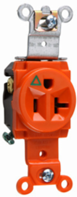 Isolated Ground Heavy Duty Receptacle, 20A 125V, Orange, 1.38 Inch Width