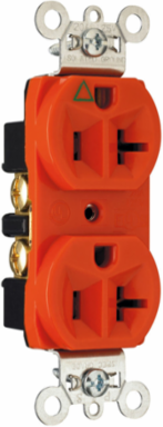 Isolated Ground Duplex Receptacle 20A 125V Matte Orange, 2.635 Inch Height