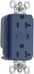 20A 125V Isolated Ground Surge Protective Duplex Receptacle, Blue, 1.225 Inch Depth, 2.8 Inch Height, 1.75 Inch Width