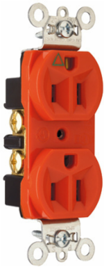 Isolated Ground Heavy Duty Receptacle, 15A, 250V, Orange