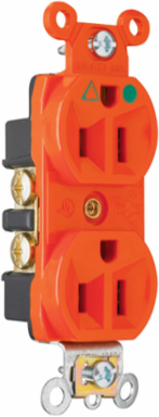 Isolated Ground Hospital Grade Receptacle, 15A 125V, Orange, 2.635 Inch Height