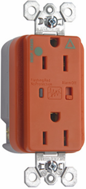 Isolated Ground Hospital Grade Surge Protective Receptacle 15A 125V Orange