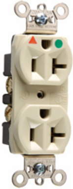 20A 125V Heavy Duty Hospital-Grade Isolated Ground Duplex Receptacle, 0.922 Inch Depth, 2.635 Inch Height, Light Almond