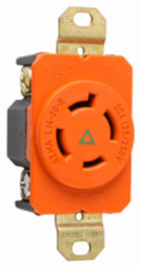 20A NEMA L1420 Isolated Ground Receptacle, Orange, 1.61 Inch Width
