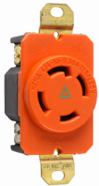 30A NEMA L1430 Single Receptacle, Orange, Isolated Ground, 4-Wire