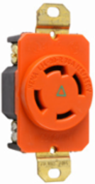 30A NEMA L1430 Single Receptacle, Orange, Isolated Ground, 4-Wire
