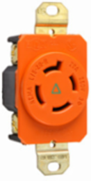20A NEMA L1520 Orange Isolated Ground Receptacle, 1.19 Inch Depth, 1.61 Inch Width, 2.29 Inch Height