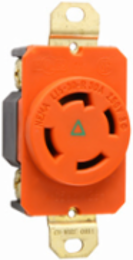 30A NEMA L1530 Single Receptacle, Orange, Isolated Ground, 2.37 Inch Height