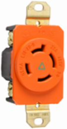 20A NEMA L1620 Isolated Ground Receptacle, Orange, 4-Wire 480V