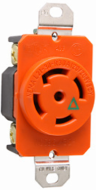 30A Isolated Ground Single Receptacle, Orange, 120/208V, 5-Wire, Compact Size