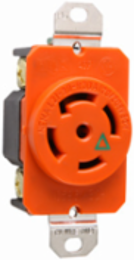 30A Isolated Ground Single Receptacle, Orange, 120/208V, 5-Wire, Compact Size