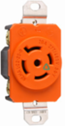 20A NEMA L2220 Isolated Ground Receptacle, Orange, 3-Phase, 277/480V