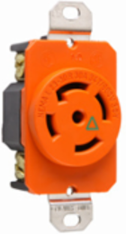 30A NEMA L2330 Isolated Ground Receptacle, Orange, 4-Wire, 347/480V