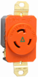 20A 125V Isolated Ground NEMA L520 Receptacle, Orange, 1.61 Inch Width