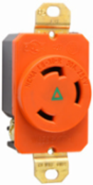 30A NEMA L630 Single Receptacle, Orange, Isolated Ground, 1.28 Inch Depth