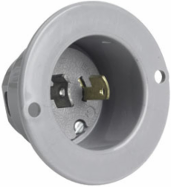 15A NEMA L115 Flanged Inlet, Gray, High-Impact Thermoplastic Housing