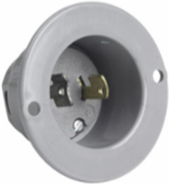 15A NEMA L115 Flanged Inlet, Gray, High-Impact Thermoplastic Housing