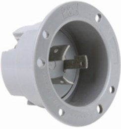 30A NEMA Flanged Inlet, Gray, 3.12 Inch Width, 1.75 Inch Depth
