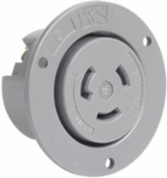 Turnlok Flanged Outlet 20A 3-Wire 250V Gray, 1.34 Inch Depth, 2.97 Inch Width
