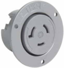 Turnlok 20A 3-Phase Flanged Outlet 480V, 1.34 Inch Depth, Gray