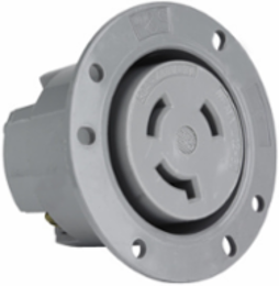 30A NEMA Flanged Outlet, 480V, Gray, 1.765 Inch Depth, 3.12 Inch Width