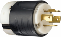 Turnlok 20A NEMA Plug, 4-Wire, Black/White, 2.57 Inch Length, 2.2 Inch Width
