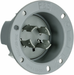 30A NEMA Flanged Inlet, Gray 4-Wire 1.75 Inch Depth, 3.12 Inch Width