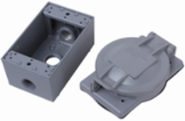 30A Locking Flanged Inlet with Weatherproof Cover & Box, Gray