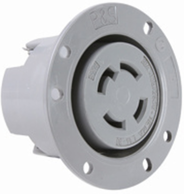 30A NEMA Flanged Outlet, 4-Wire, Gray, 125/250V