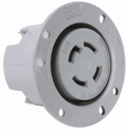 30A NEMA Flanged Outlet, 4-Wire, Gray, 125/250V
