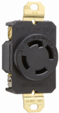 Turnlok 30A NEMA Receptacle, 125/250V, 4-Wire, Black, Compact Design
