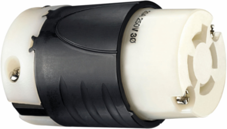 Turnlok 20A 3-Phase Connector, 3.33 Inch Length, Black Body