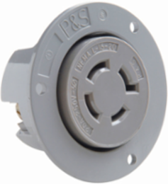 Flanged 20A NEMA L1520 Outlet, Gray, 4-Wire, 250V, 2.87 Inch Width