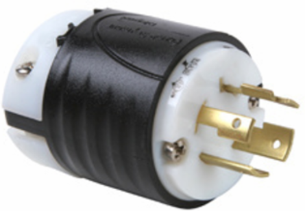 Turnlok 20A 3-Phase NEMA Plug, Black & White, 2.57 Inch Length, 2.2 Inch Width