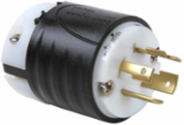 Turnlok 20A 3-Phase NEMA Plug, Black & White, 2.57 Inch Length, 2.2 Inch Width