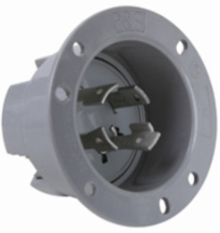 Turnlok 30A NEMA Flanged Inlet Gray, 4-Wire, 1.75 Inch Depth, 3.12 Inch Width