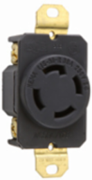 30A NEMA L1530 Single Receptacle 4-Wire 250V, Black, 2.42 Inch Height