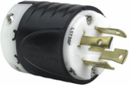 30A NEMA L1730 Plug, 4-Wire, 600V, Durable Nylon, Black, 2.2 Inch Width