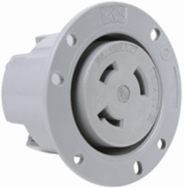 30A NEMA L1830 Flanged Outlet, Gray, 1.7 Inch Depth, 3.12 Inch Width