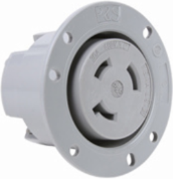 30A NEMA L1830 Flanged Outlet, Gray, 1.7 Inch Depth, 3.12 Inch Width
