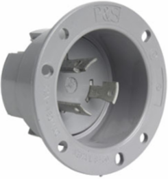Turnlok® 20A Flanged Outlet 4-Wire, Gray, 277/480V
