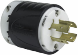 Turnlok 20A 277/480V NEMA Plug - Black/White, 2.57 Inch Length, 2.2 Inch Width