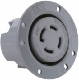 Turnlok 30A Flanged Outlet 4-Wire 277/480V Gray, 3.12 Inch Width