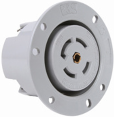 30A 5-Wire Flanged Outlet, Gray, 3.12 Inch Width, 1.765 Inch Depth